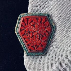 Antique Chinese Carved Cinnabar clip